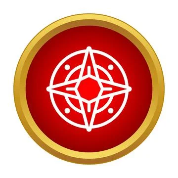 White compass icon in red circle for navigation Stock Illustration