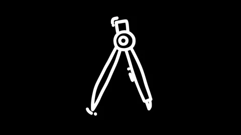 White compass tool on a black background, symbolizing precision in drafting.. Stock Footage 319587642