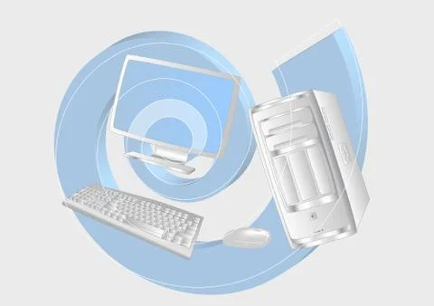 White computer and spiral Stock Illustration