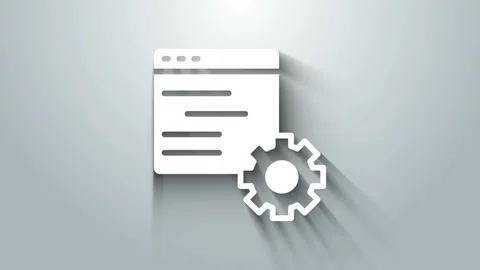 White Computer api interface icon isolated on grey background. Application Stock Footage 145995496