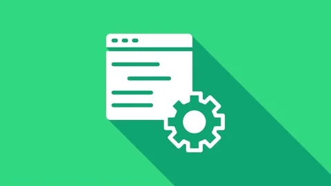 White Computer api interface icon isolated on green background. Application Stock Footage 147159722