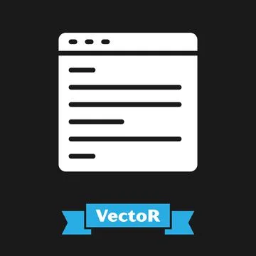 White Computer api interface icon isolated on black background. Application 스톡 일러스트