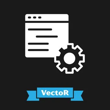 White Computer api interface icon isolated on black background. Application Stock Illustration