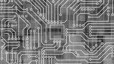 White Computer chip, AI Computer processor Motherboard circuit background Stock Footage 272486630