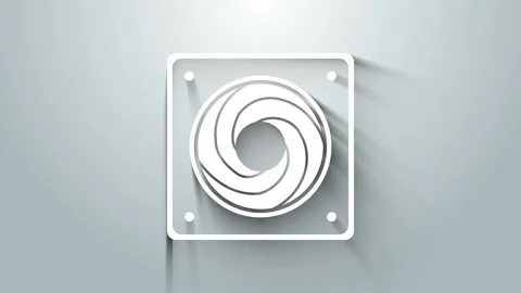 White Computer cooler icon isolated on grey background. PC hardware fan. 4K Video stock 145700023