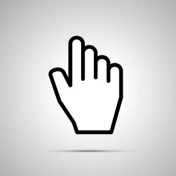 White computer cursor in hand shape, icon with shadow Ilustración de archivo