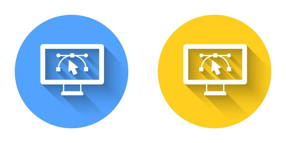 White Computer display with vector design program icon isolated on isolated w Illustration