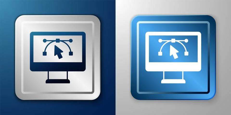White Computer display with vector design program icon isolated on isolated.. Stock Illustration