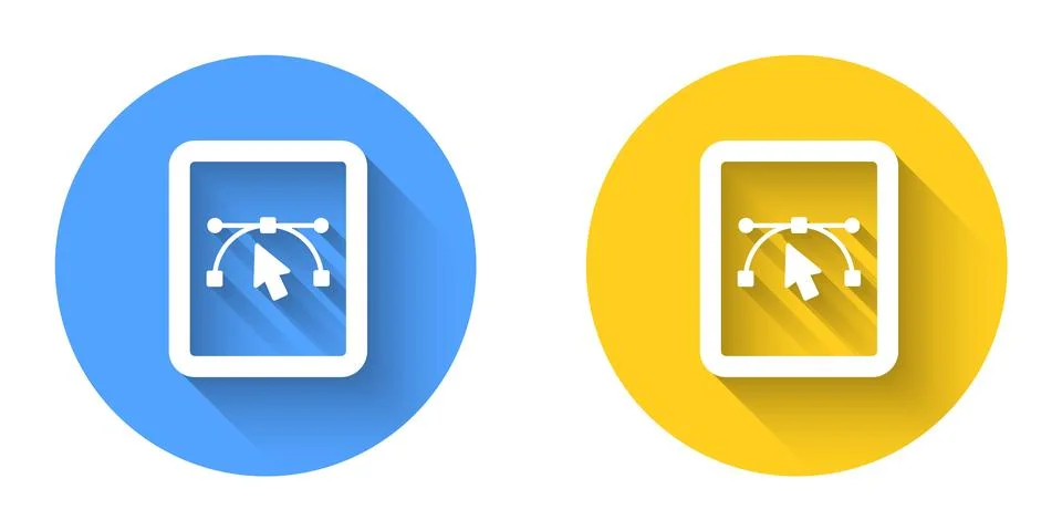 White Computer display with vector design program icon isolated on isolated.. Illustrazione stock