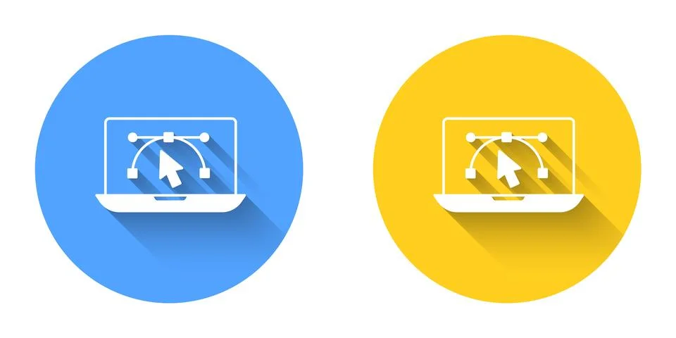 White Computer display with vector design program icon isolated on isolated.. Illustration