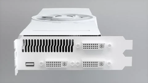 White Computer Graphic Video Card with Connection Ports. Stock Illustration