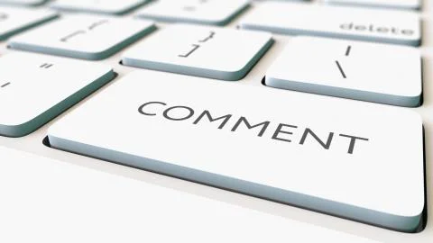 White computer keyboard and comment key, shallow focus. Conceptual 3D rendering Ilustración de archivo