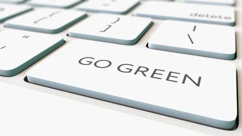 White computer keyboard and go green key, shallow focus. Conceptual 3D rendering Ilustración de archivo