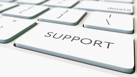 White computer keyboard and support key, shallow focus. Conceptual 3D rendering Stock Illustration