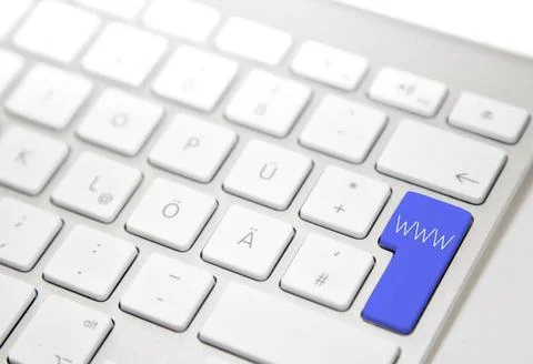 White computer keyboard with blue www button White computer keyboard with ... Stock-Fotos
