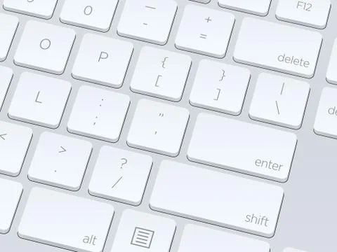 White computer keyboard. Close up image. Vector illustration background. Stock Illustration