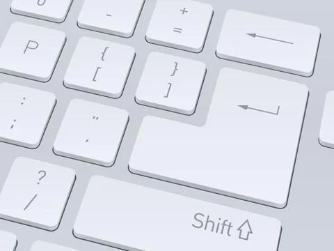 White computer keyboard. Close up image. Vector illustration background. Stock Illustration