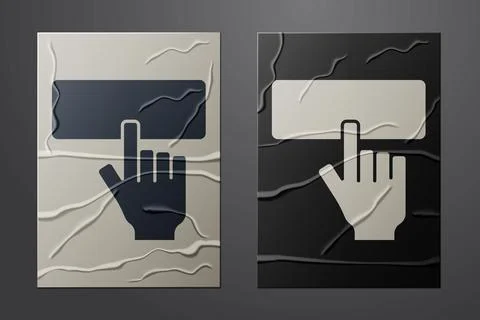 White Computer keyboard icon isolated on crumpled paper background. PC component Stock-Illustration