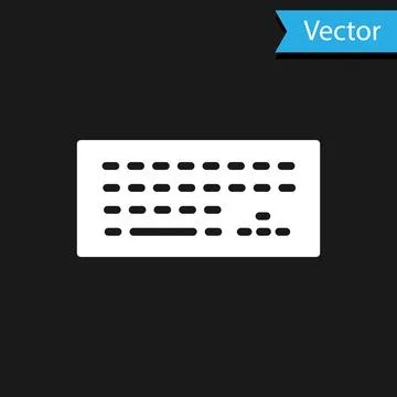 White Computer keyboard icon isolated on black background. PC component sign Stock-Illustration