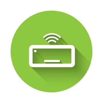 White Computer keyboard icon isolated with long shadow background. PC component 스톡 일러스트
