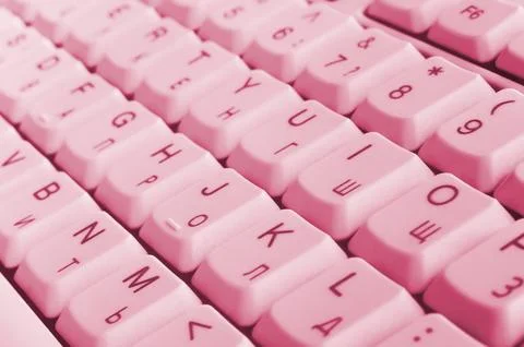 White computer keyboard Image toned in Viva Magenta, color of the 2023 year Stock Illustration