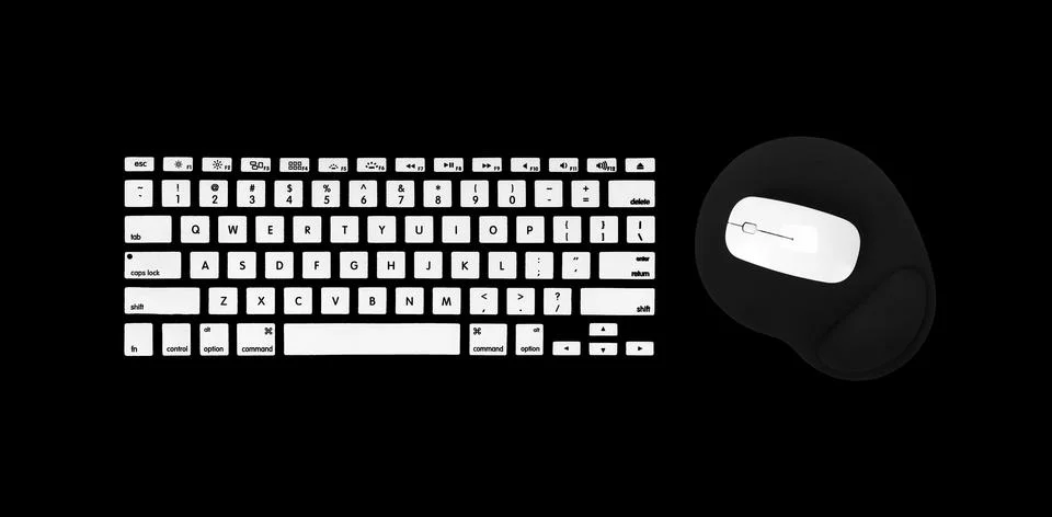 White computer keyboard, mouse, mousepad Stock Photos