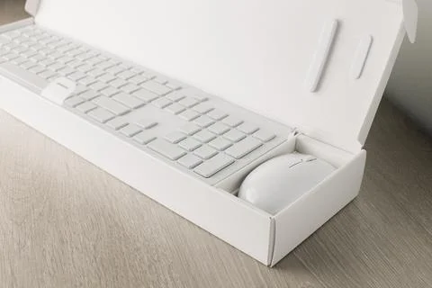 The white computer keyboard. Stock Photos