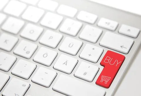 White computer keyboard with red buy button White computer keyboard with r... Stock Photos
