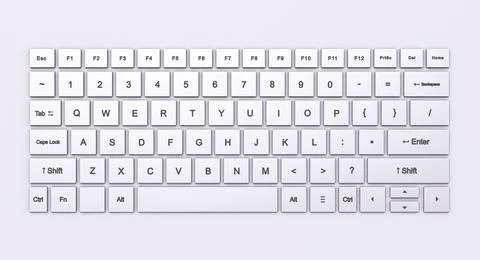 White computer keyboard. Top view. Stock Illustration