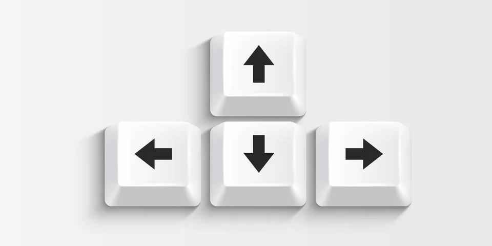 White computer keys on white background. Arrows. Stock Illustration
