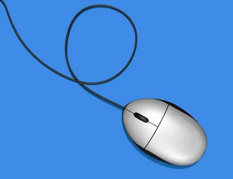 White computer mouse 3D white computer mouse isolated on blue background C... Stock Photos