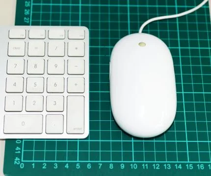 White computer mouse and the keyboard Stock Photos