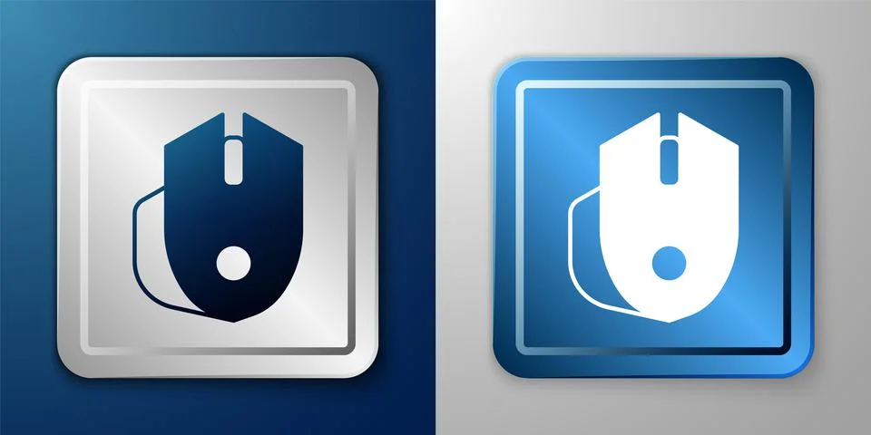 White Computer mouse gaming icon isolated on blue and grey background. Optical イラスト素材