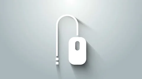 White Computer mouse icon isolated on grey background. Optical with wheel symbol Stock Footage 145916624