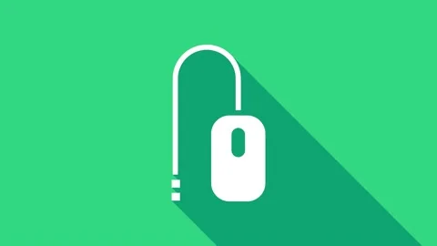 White Computer mouse icon isolated on green background. Optical with wheel Stock Footage 147153898