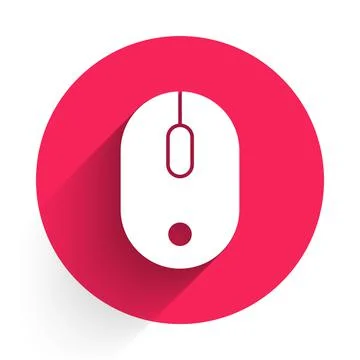 White Computer mouse icon isolated with long shadow. Optical with wheel symbol 스톡 일러스트