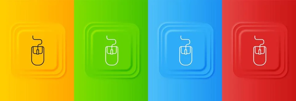 White Computer mouse icon isolated on colorful background. Optical with whe.. Stock Illustration