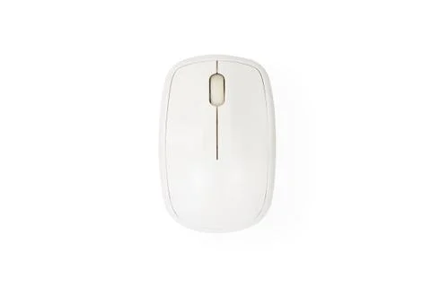 White computer mouse isolated on white background with clipping path. top vie Stock Photos