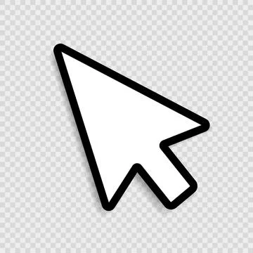 A white computer mouse pointer icon with a black outline on a transparent Stock Illustration