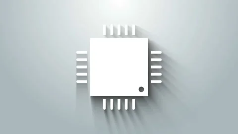 White Computer processor with microcircuits CPU icon isolated on grey background Stock Footage 145861158