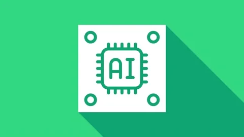 White Computer processor with microcircuits CPU icon isolated on green Stock Footage 147159773