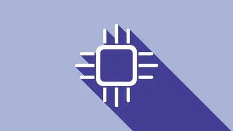 White Computer processor with microcircuits CPU icon isolated on purple Stock Footage 148297742