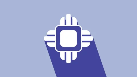White Computer processor with microcircuits CPU icon isolated on purple Stock Footage 225889542