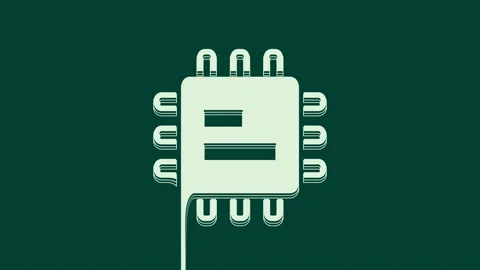 White Computer processor with microcircuits CPU icon isolated on green Stock Footage 236005668