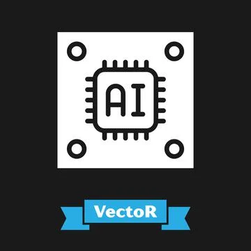White Computer processor with microcircuits CPU icon isolated on black イラスト素材
