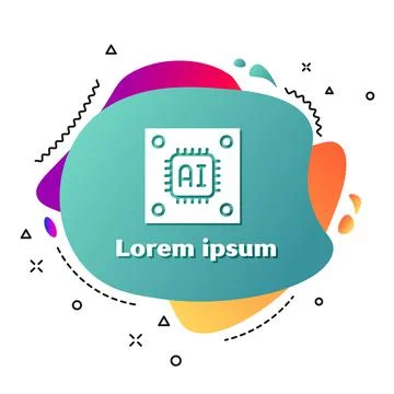 White Computer processor with microcircuits CPU icon isolated on white イラスト素材