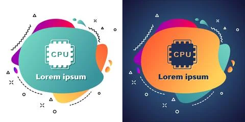 White Computer processor with microcircuits CPU icon isolated on white and blue Illustrazione stock