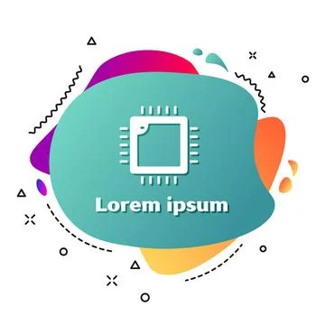 White Computer processor with microcircuits CPU icon isolated on white backgr Stock Illustration