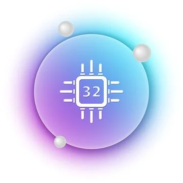 White Computer processor with microcircuits CPU icon isolated on white back.. Stock Illustration