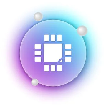 White Computer processor with microcircuits CPU icon isolated on white back.. Illustrazione stock